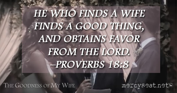 He who finds a wife finds a good thing, and obtains favor from the Lord. –Proverbs 18:8 - MercySeat.net